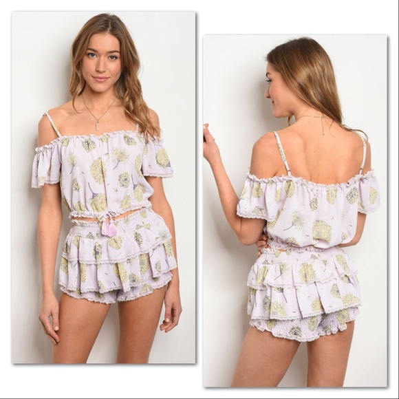 *CLEARANCE* Lolita Lavender Crop Top & Shorts Set - Picture 5 of 8